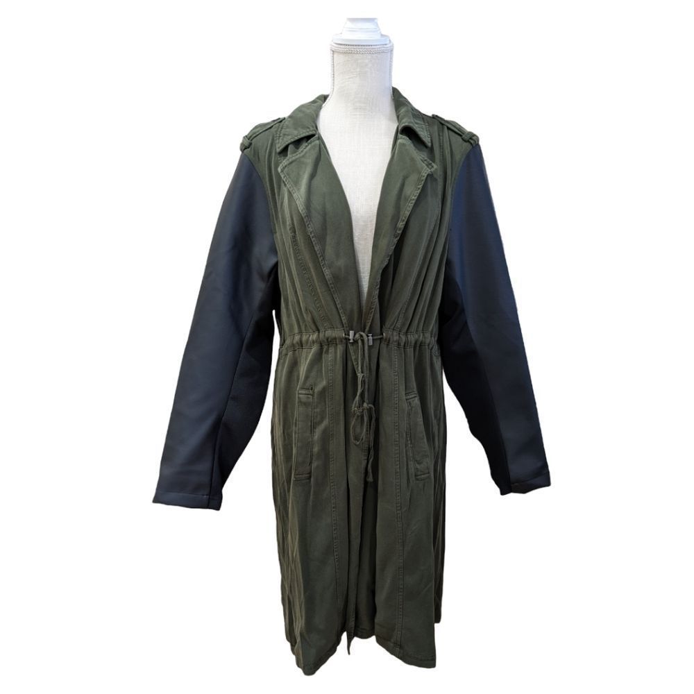 Torrid Green & Black Twill Jawstring Trench Coat Size 1X